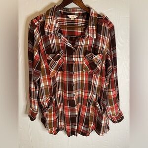 Terra & Sky Women’s Fall Button Flannel 1X (16W-18W)
